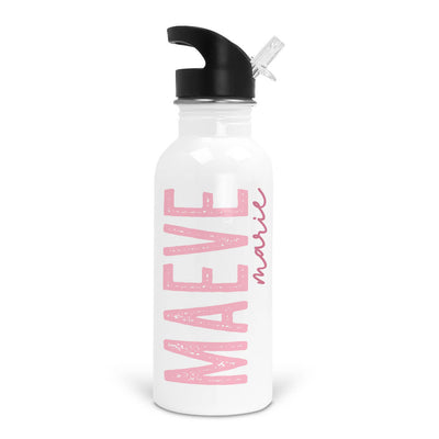 pink ombre personalized kids water bottle 