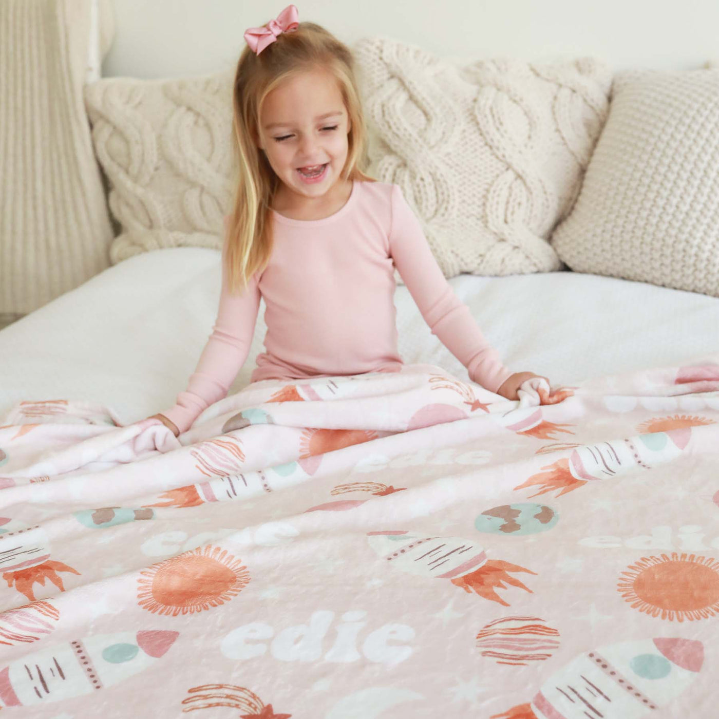 pink space blanket for kids 