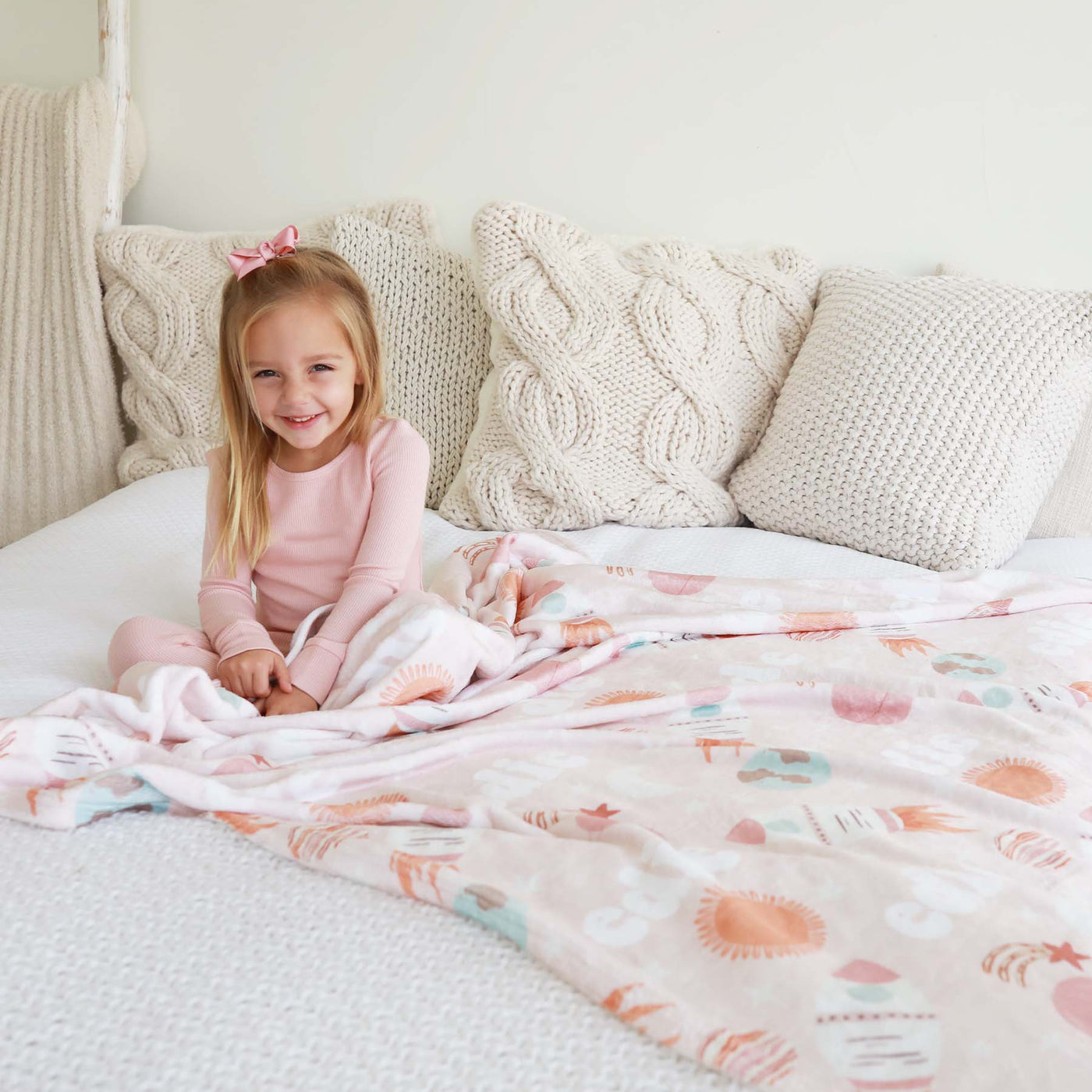 pink space personalized blanket for kids 