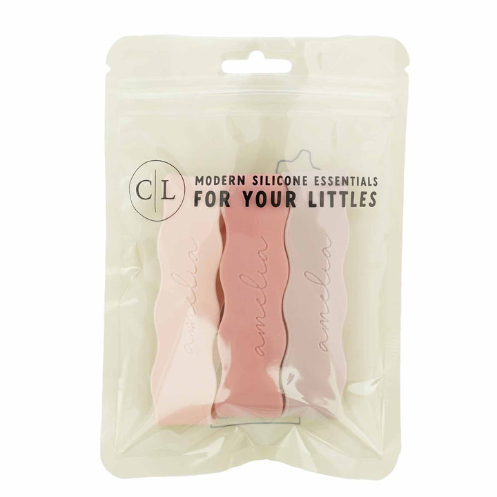 pink script personalized silicone bottle labels 