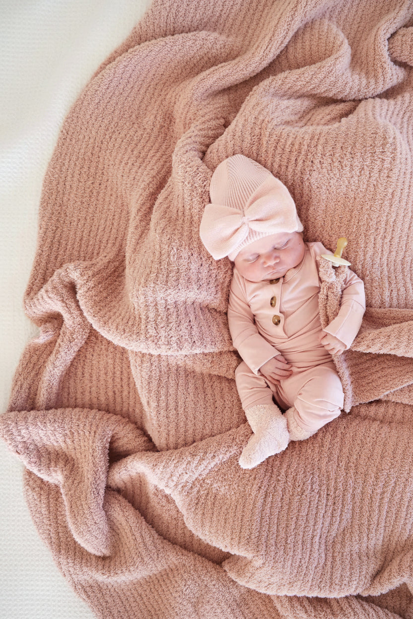 CuddleLane™ Luxe Waffle Blankets in Wild Rose Caden Lane