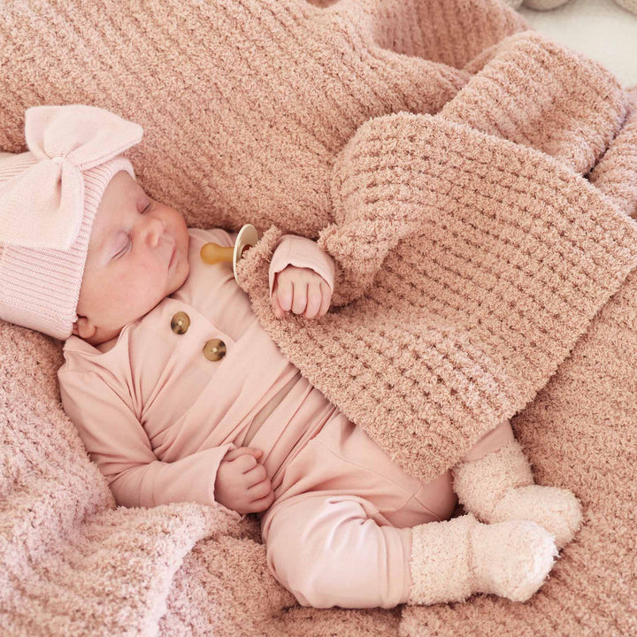 rose waffle knit lovey for babies