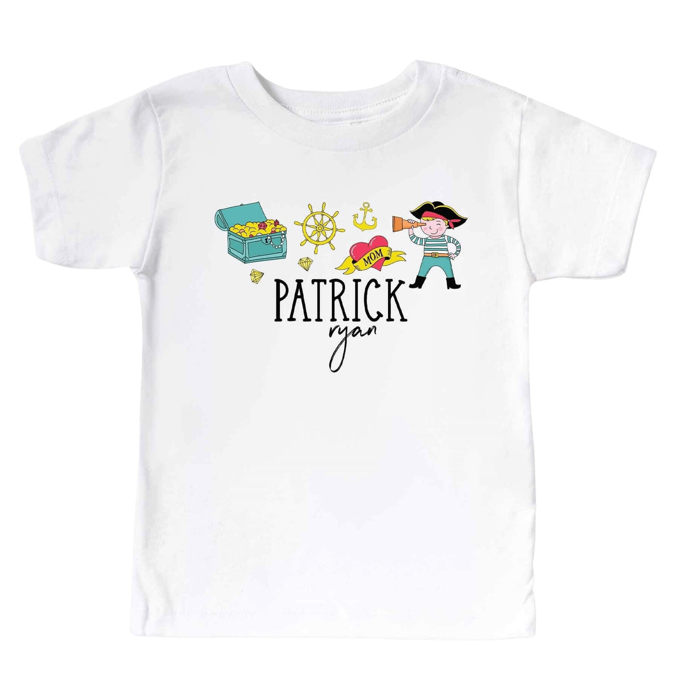 pirate themed personalized graphic tee for kids 