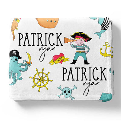 pirate personalized kids blanket 