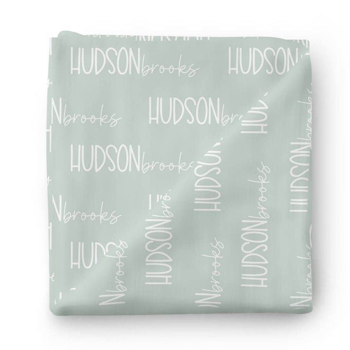 green personalized baby swaddle blanket 