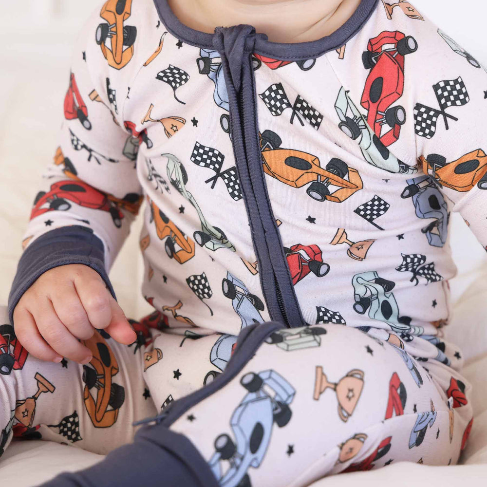 colorful car convertible zip romper for babies and toddlers 