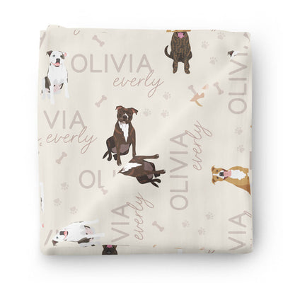 pit bull baby name swaddle blanket personalized neutral color 