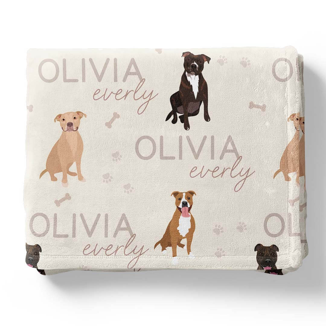 neutral personalized kids blanket pit bull