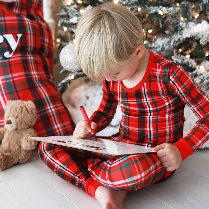 christmas pajamas for kids red and green plaid 