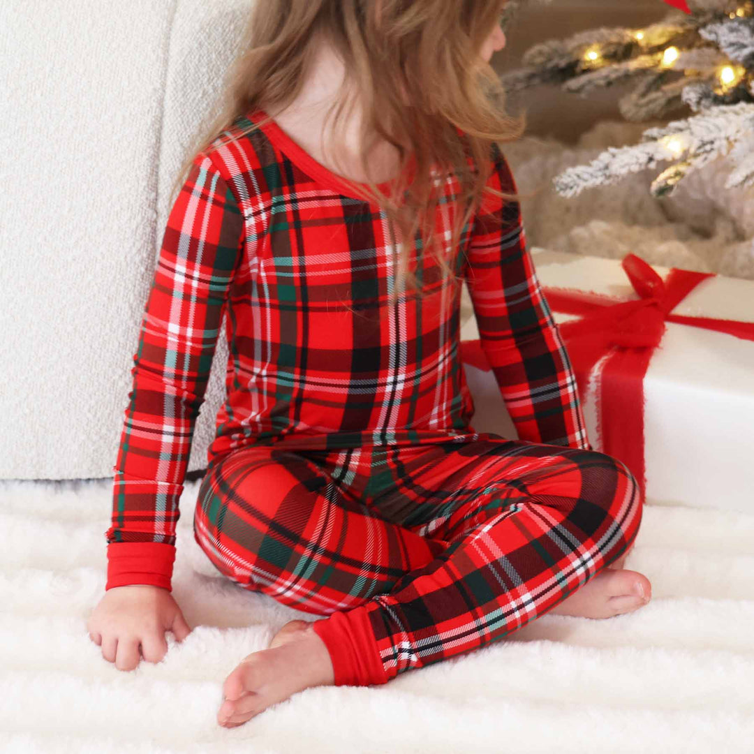 2pc pajama set for kids plaid 