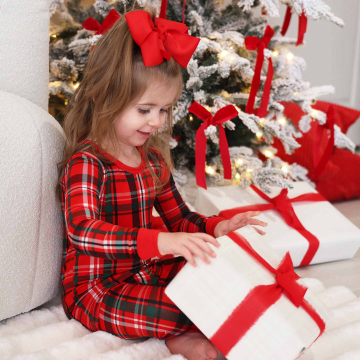 christmas plaid kids pajama set 