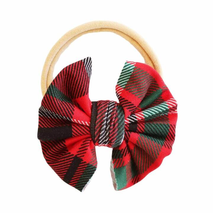 plaid knit bow headband for babies 