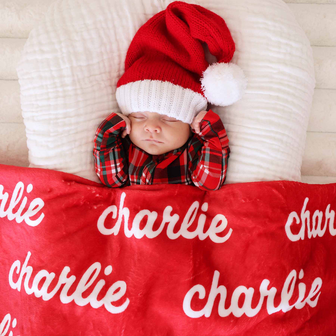 red personalized blanket for babies christmas 