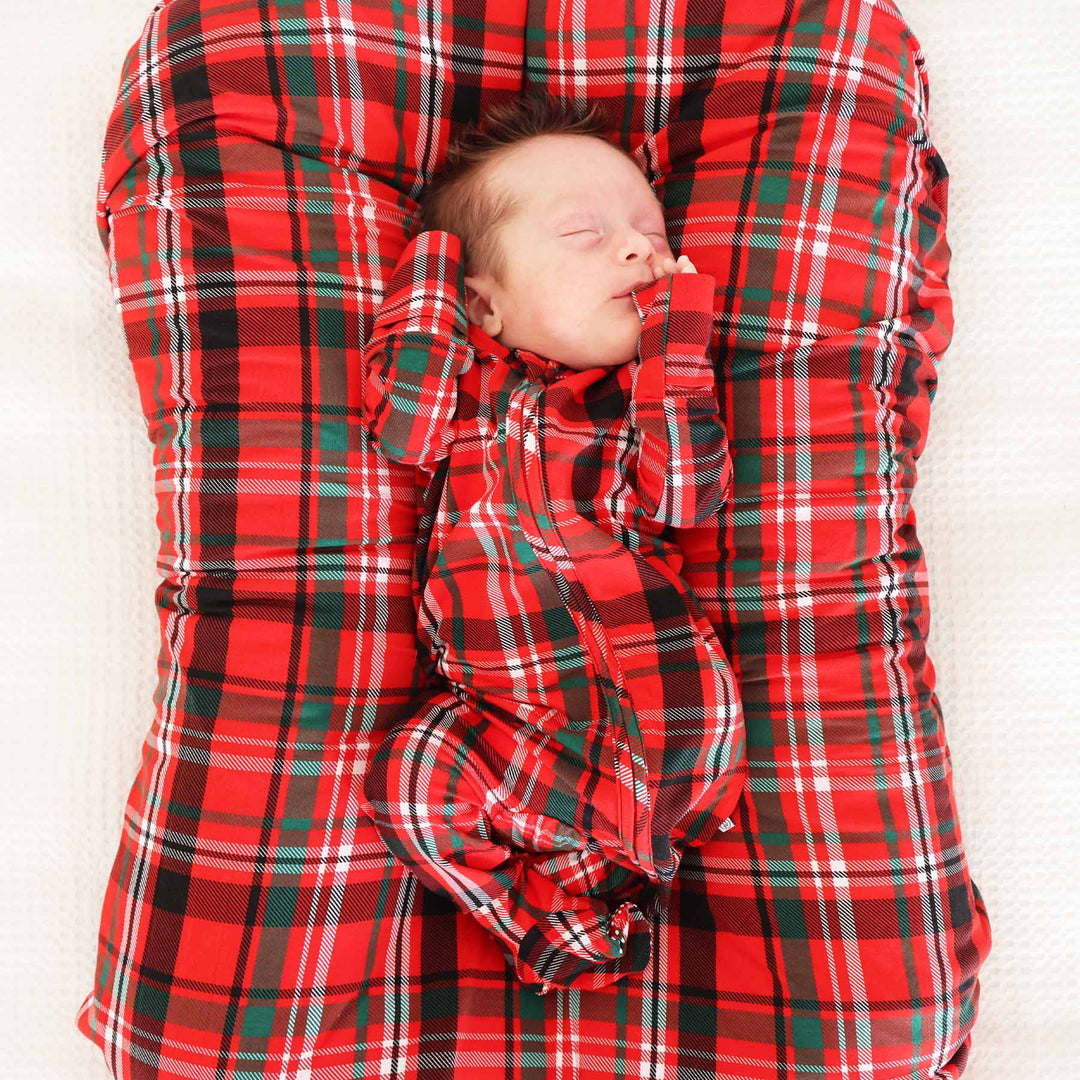 christmas plaid zipper footie for babies 