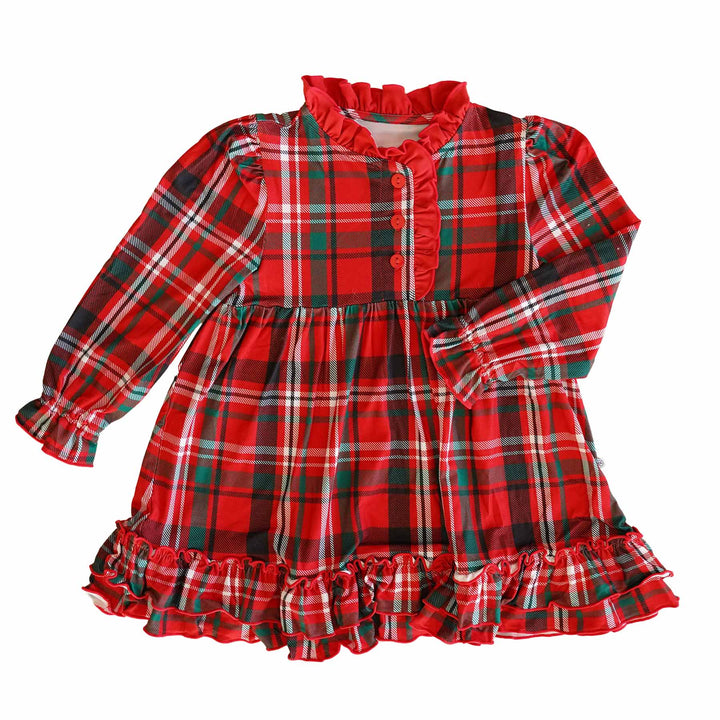 plaid nightgown for girls with ruffles