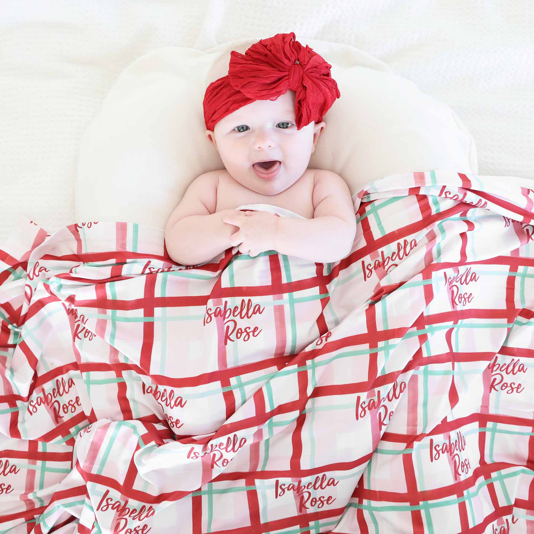 watercolor plaid personalized swaddle blanket for babies 