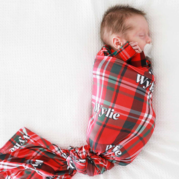 plaid personalized swaddle blanket 