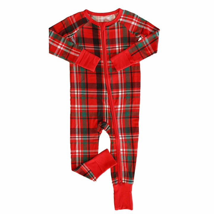 christmas family matching pajamas with red and green plaid 