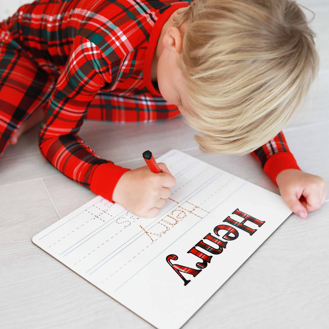 plaid name personalized whiteboard for kids 