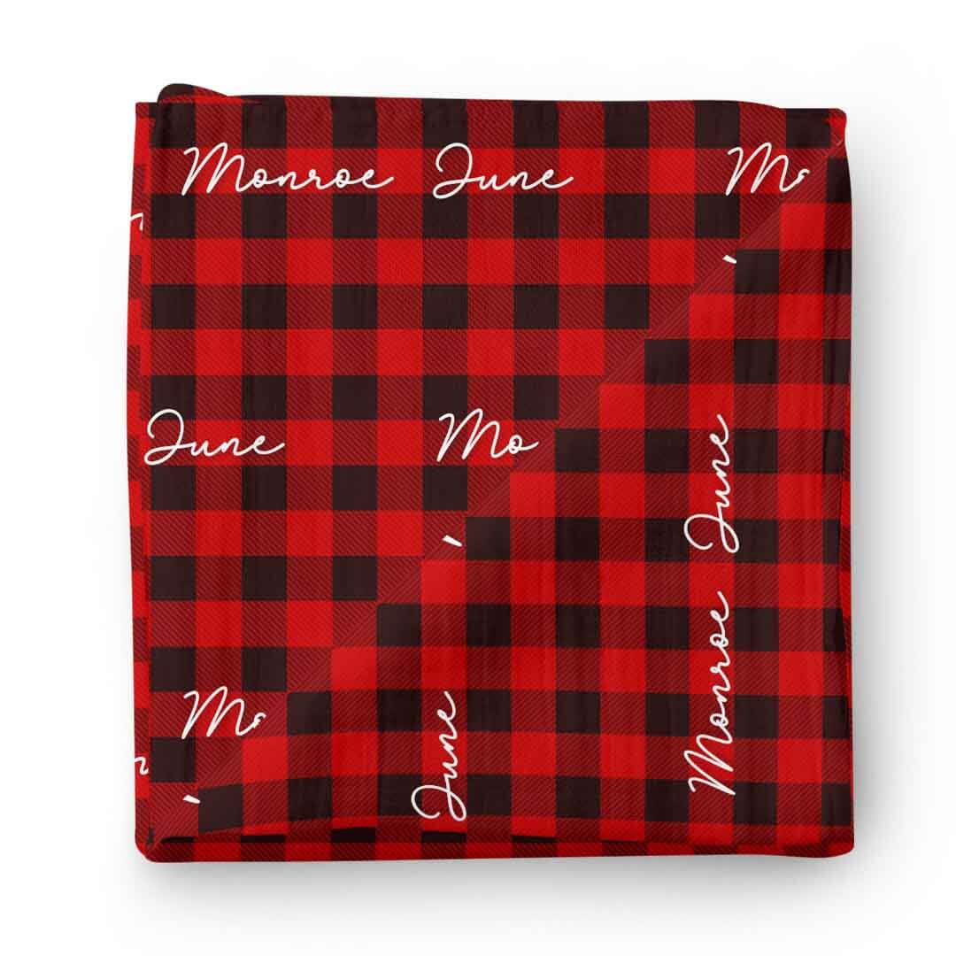 buffalo check personalized swaddle blanket 