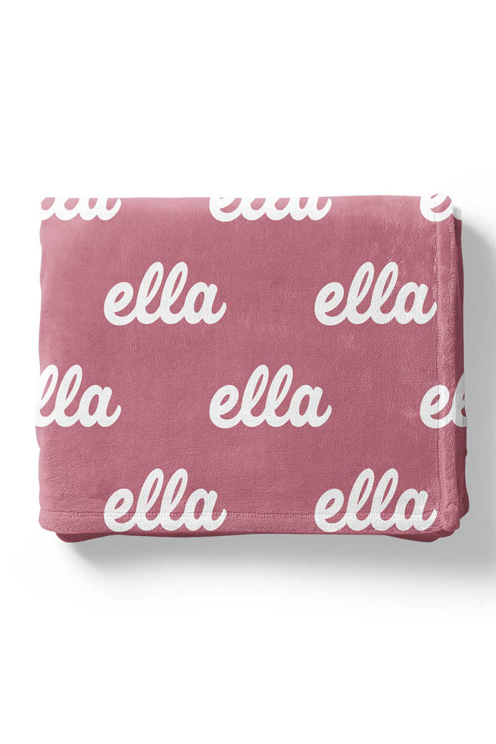 Personalized Plum Color Blanket with script font