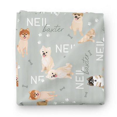 Personalized Baby Name Swaddle Blanket | Dog Breeds