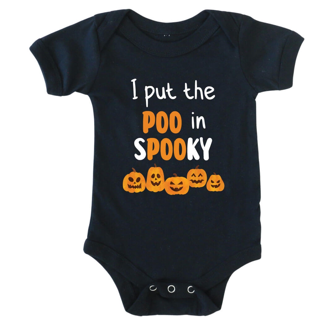 put the poo in spooky graphic bodysuit for babies 