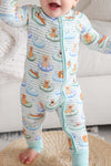 Convertible Zip Romper | Poolside Pups Blue