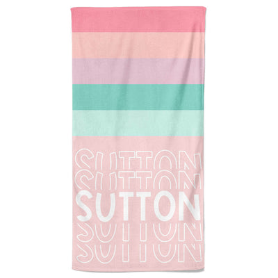 pastel personalized kids beach towel