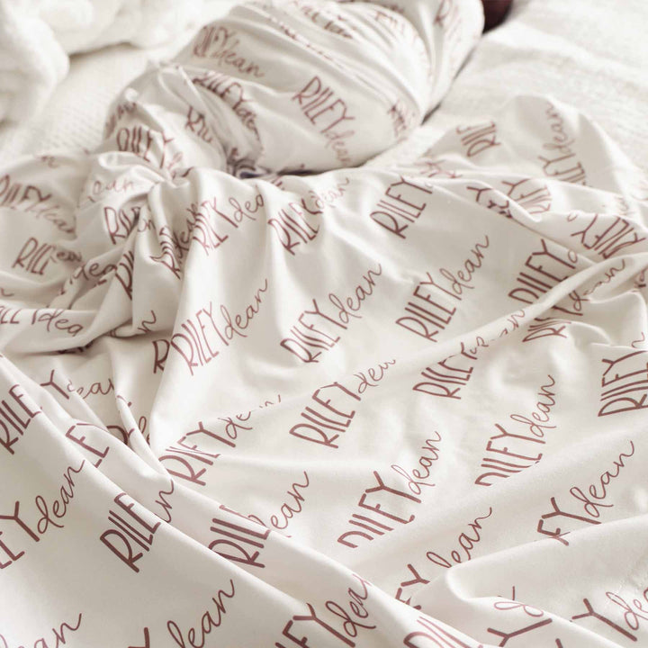 neutral personalized name swaddle blanket for newborns 
