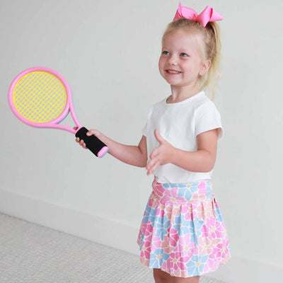 multicolor geometric floral pleated tennis skirt for girls with shorts 