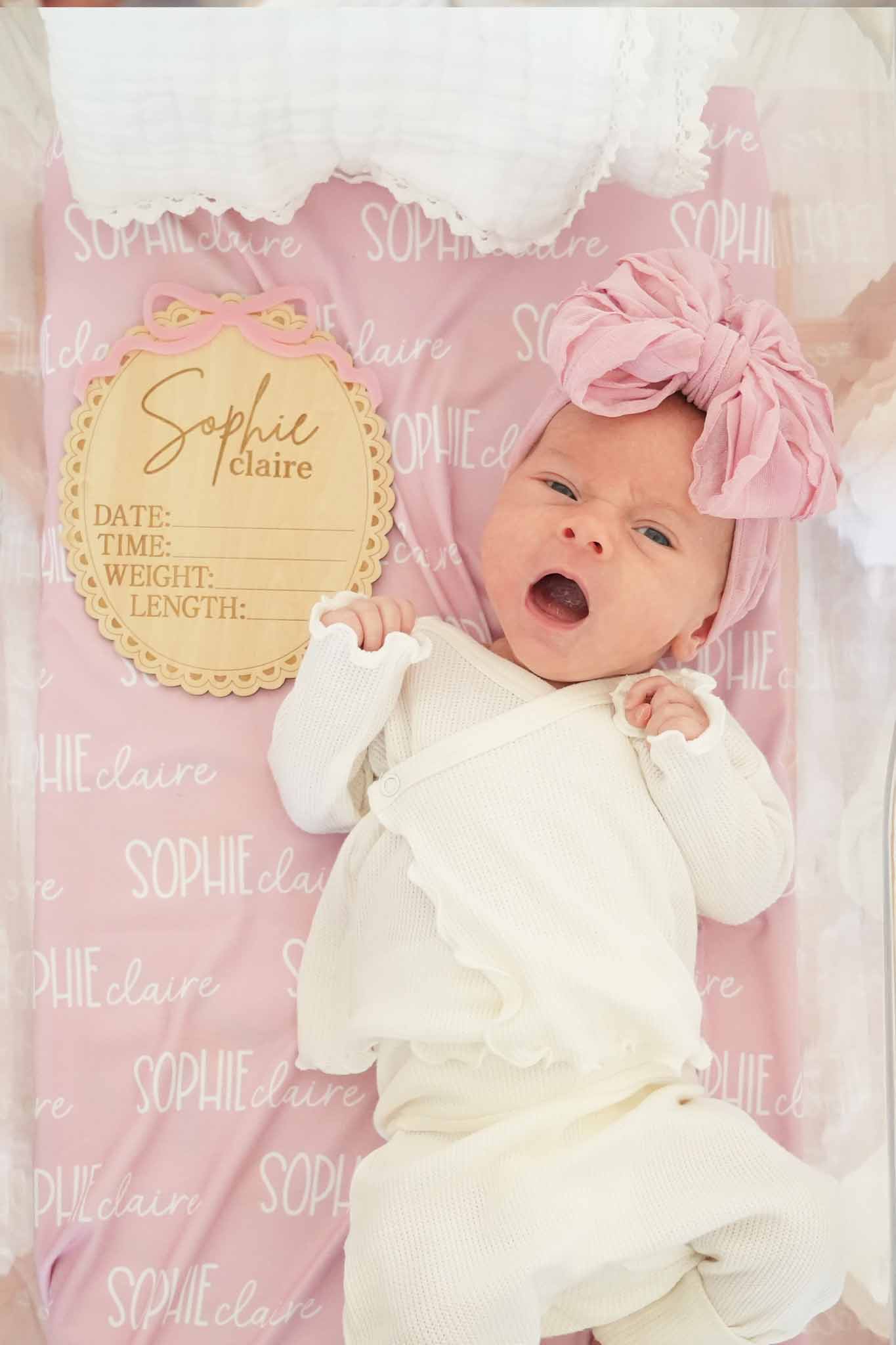 Personalized Birth Stats Wood Announcement | Precious Bow
