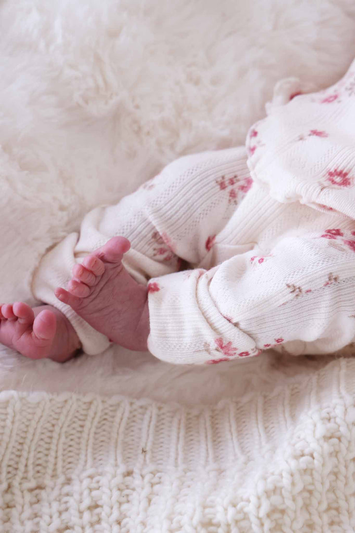 baby feet in precious posies pointelle set