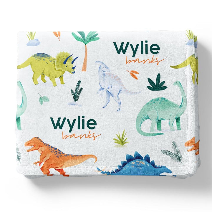 prehistoric world personalized minky blanket for kids 
