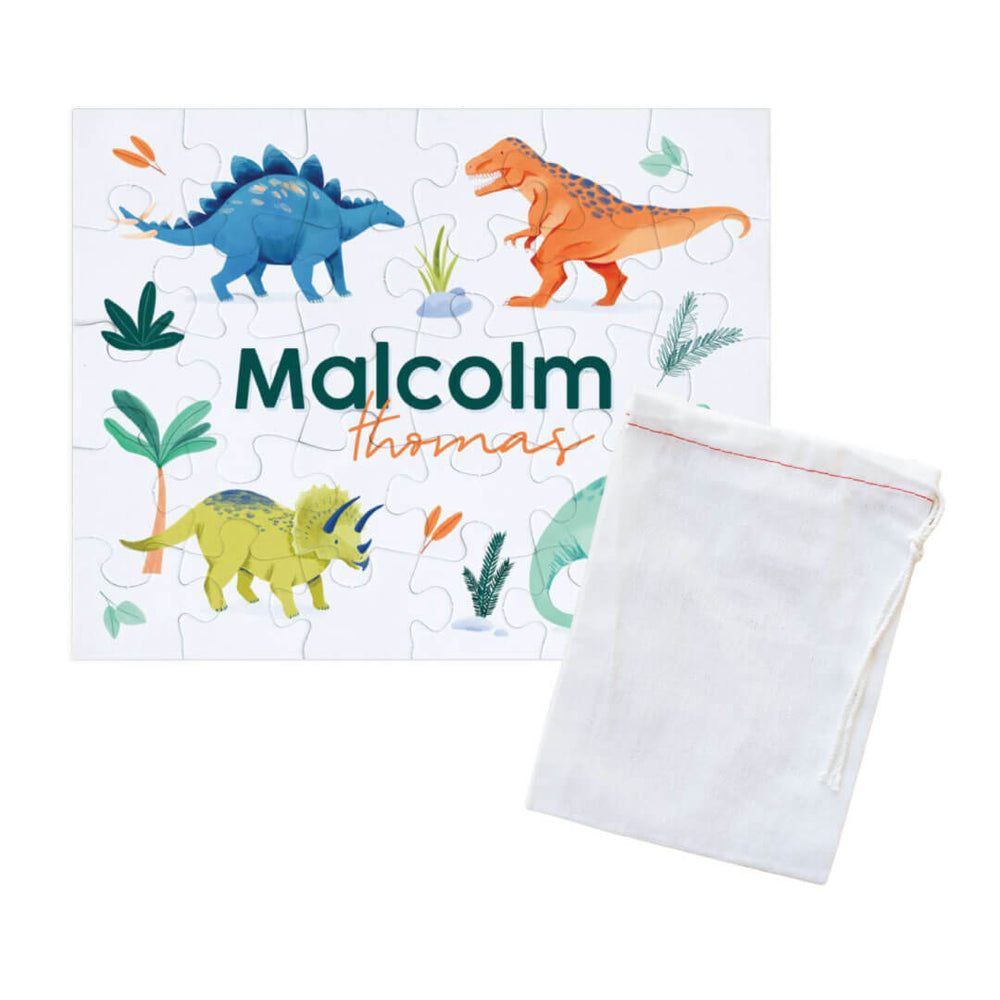 prehistoric world personalized kids puzzle with drawstring bag 