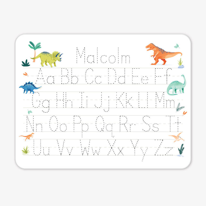 colorful dinosaur personalized alphabet whiteboard for kids 