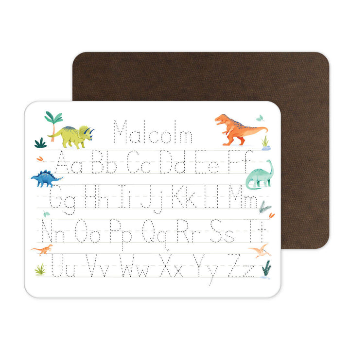 prehistoric world personalized alphabet whiteboard for boys 