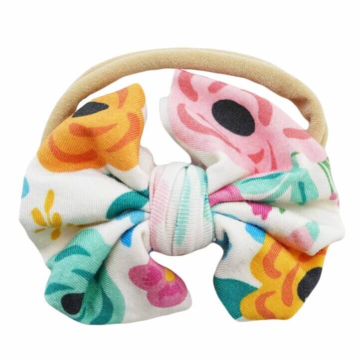floral knit bow headband for newborns 