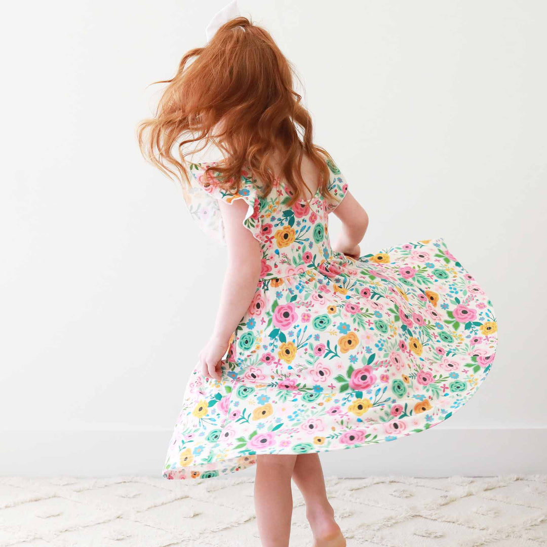 pretty poppies ruffle twirl dress for girls 