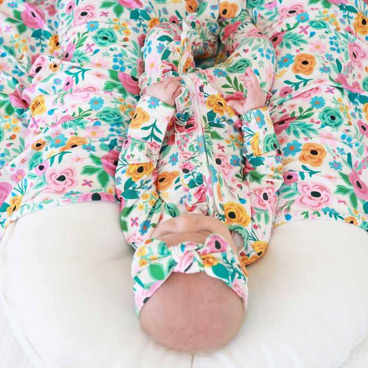 multicolor floral baby pajama footie 
