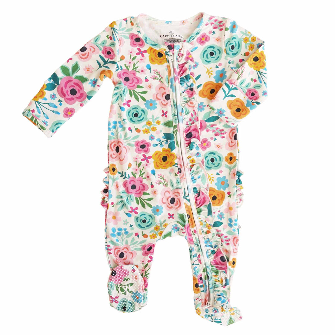 multicolor floral footie for babies
