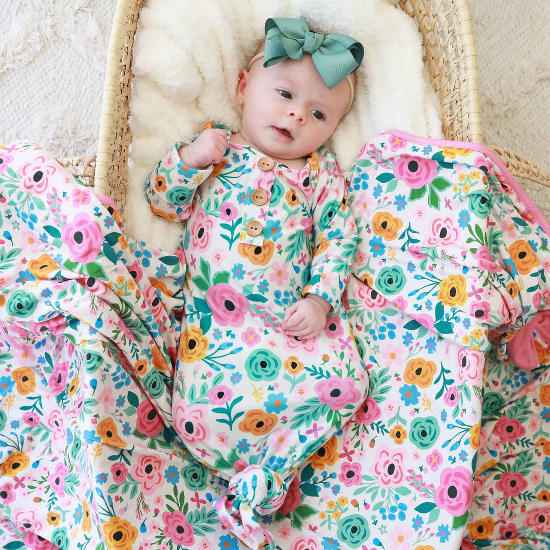 pretty poppies newborn knot gown for babies 