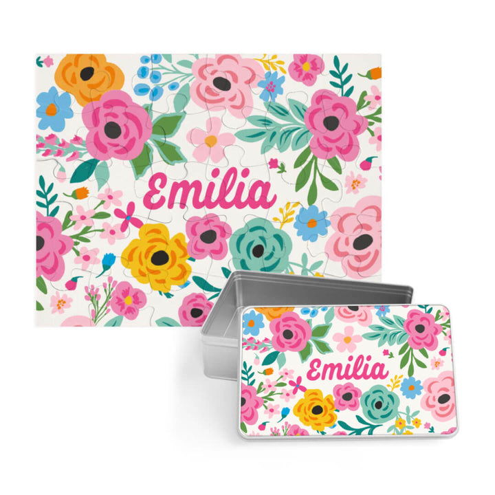 colorful floral personalized puzzle for kids 