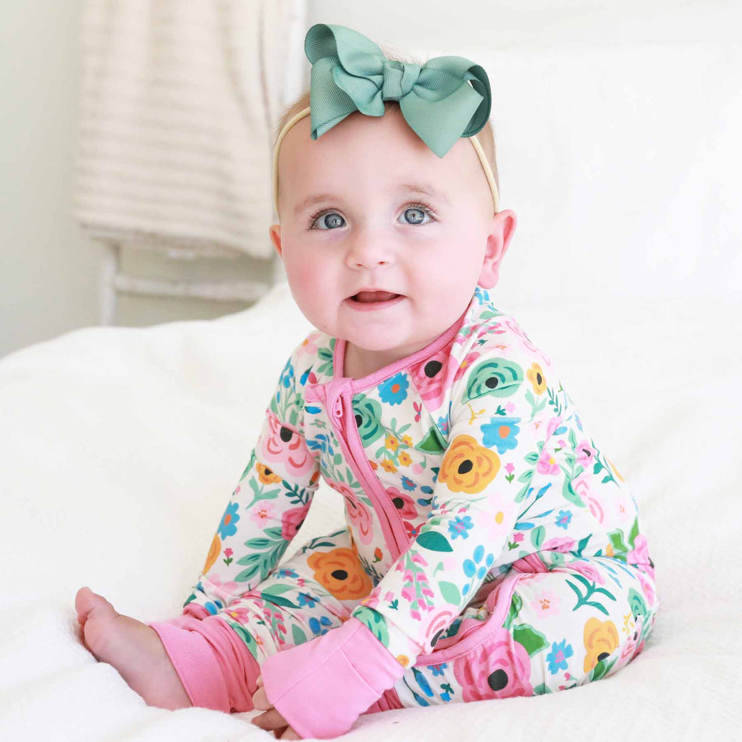pajama romper for babies with flowers 