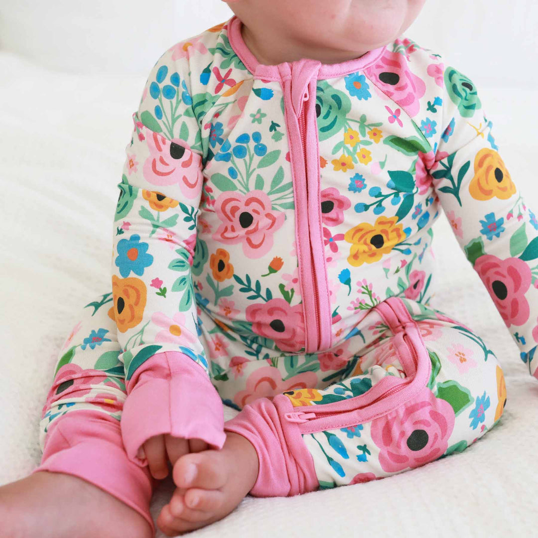 multicolor poppy zipper romper pajama for toddlers