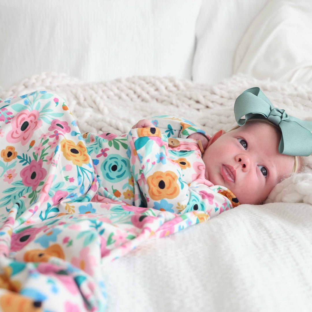multicolor floral oversized swaddle blanket for newborns 