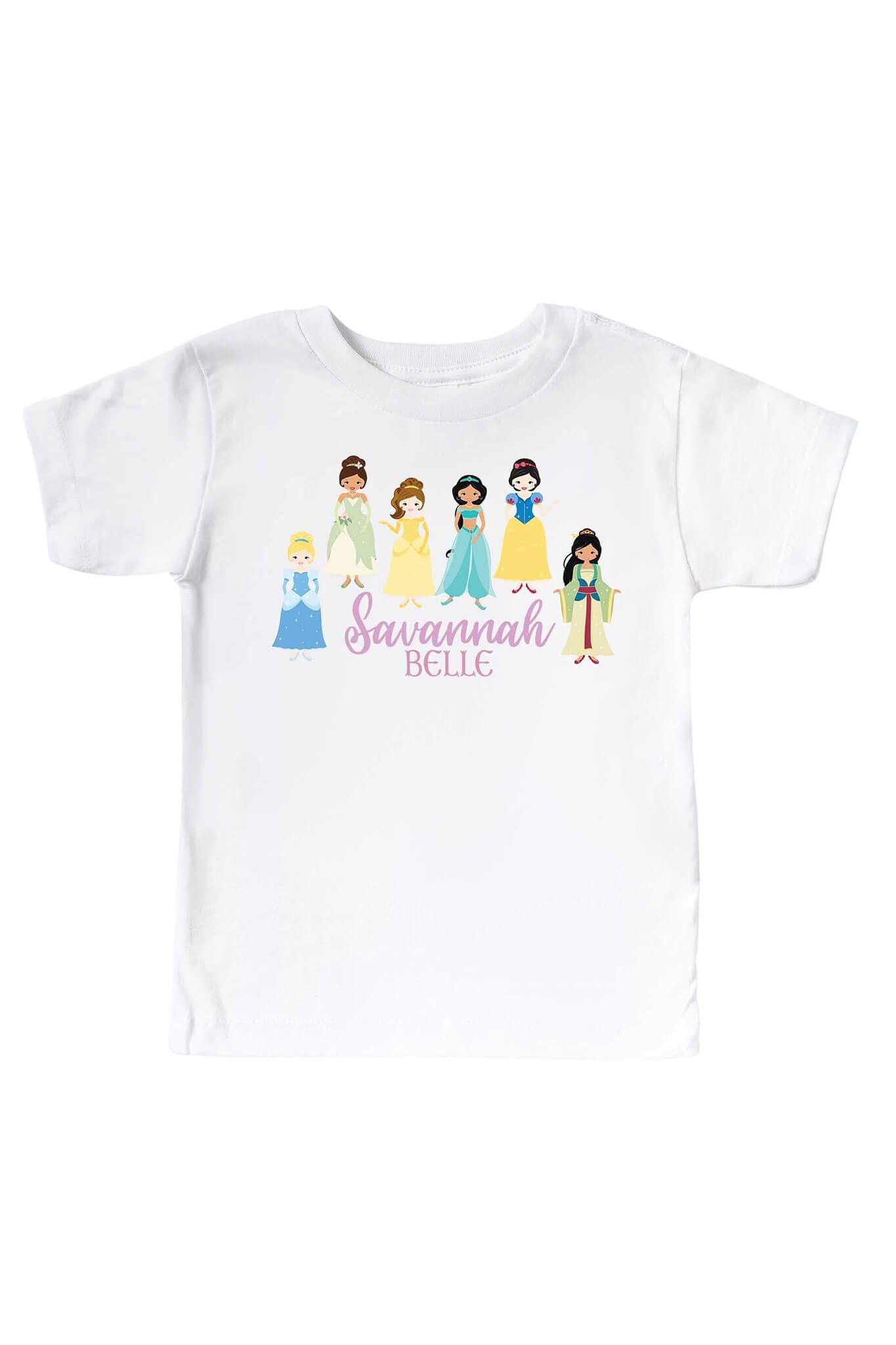 Personalized Pretty Princess Kids Graphic Tee | White