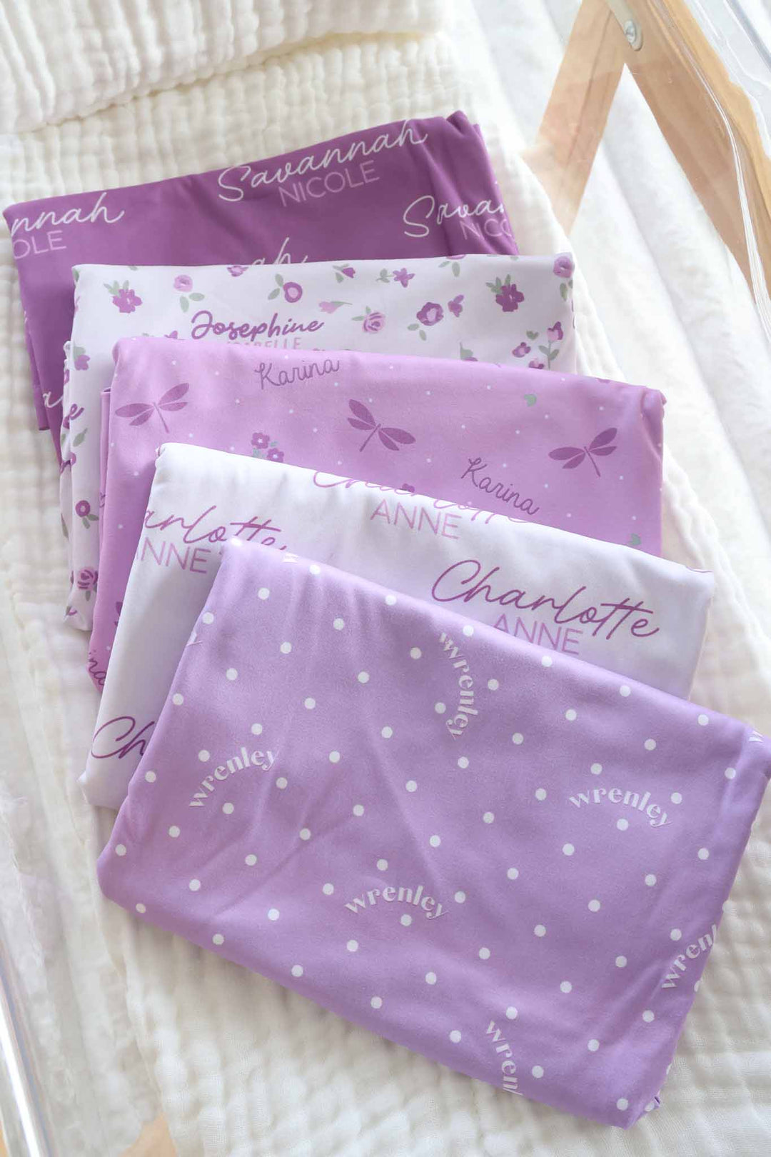 purple personalized swaddle blankets for girls 