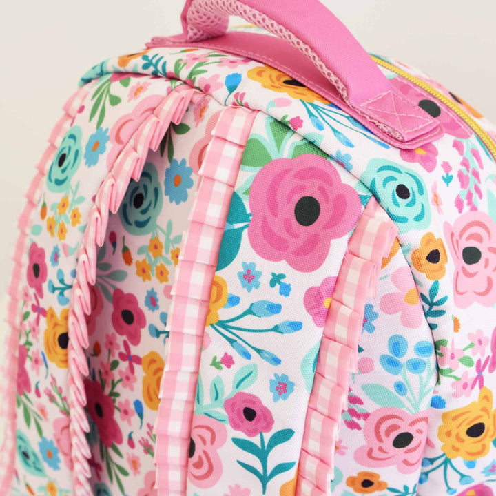 flower and plaid girls backpack for school 