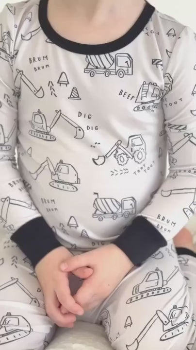 doodle dozer neutral two piece pajama set for boys 